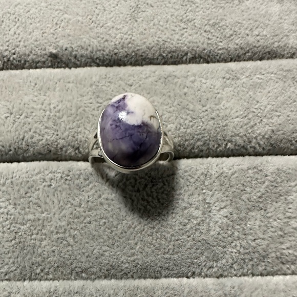 New Sterling Silver Purple Oval Morado Violet Flame Opal Ring Sz 8 Crystal - Picture 6 of 16